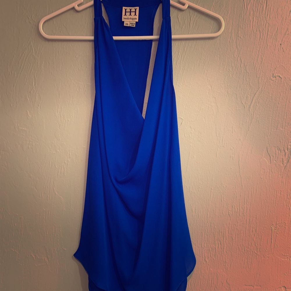 Haute Hippie Tback Draped Silk Top.